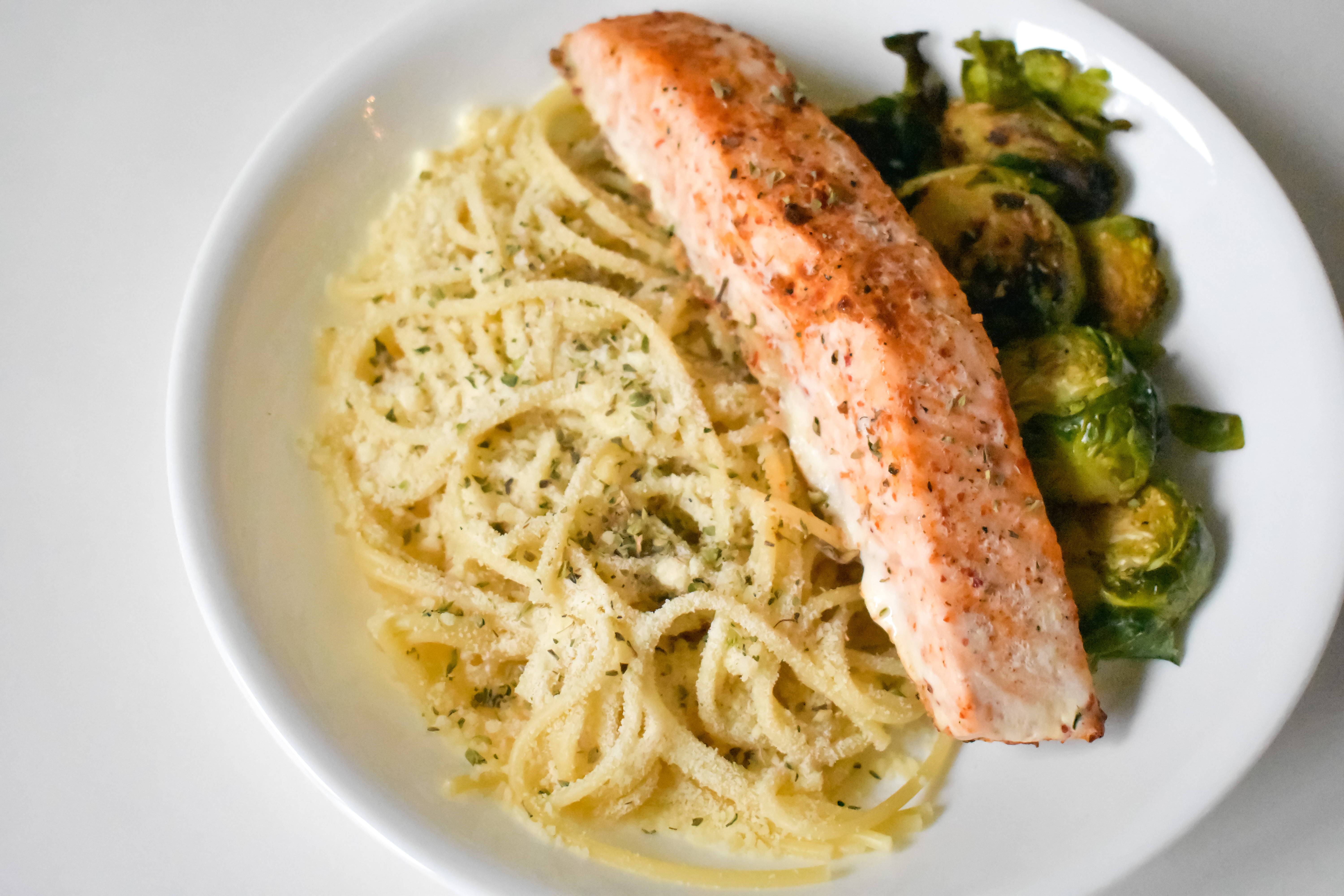 Baked Salmon & Spaghetti