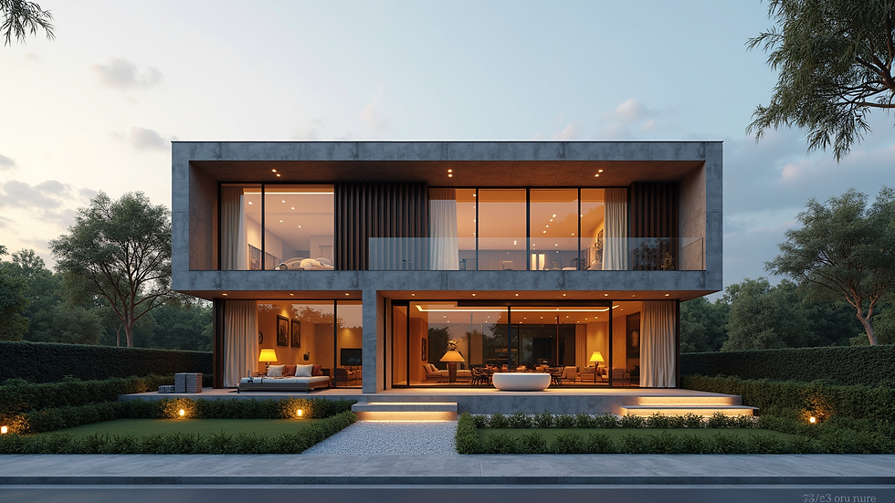 Wide angle view of a modern house under construction cost  in Gurgaon by stonewall home architects in Gurgaon