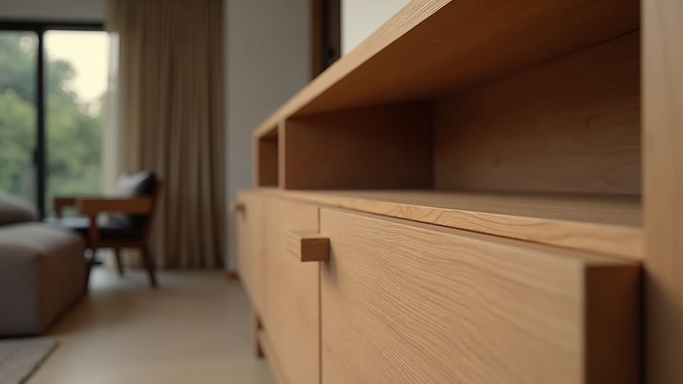 Close-up view of custom wooden furniture in a modern Gurgaon home