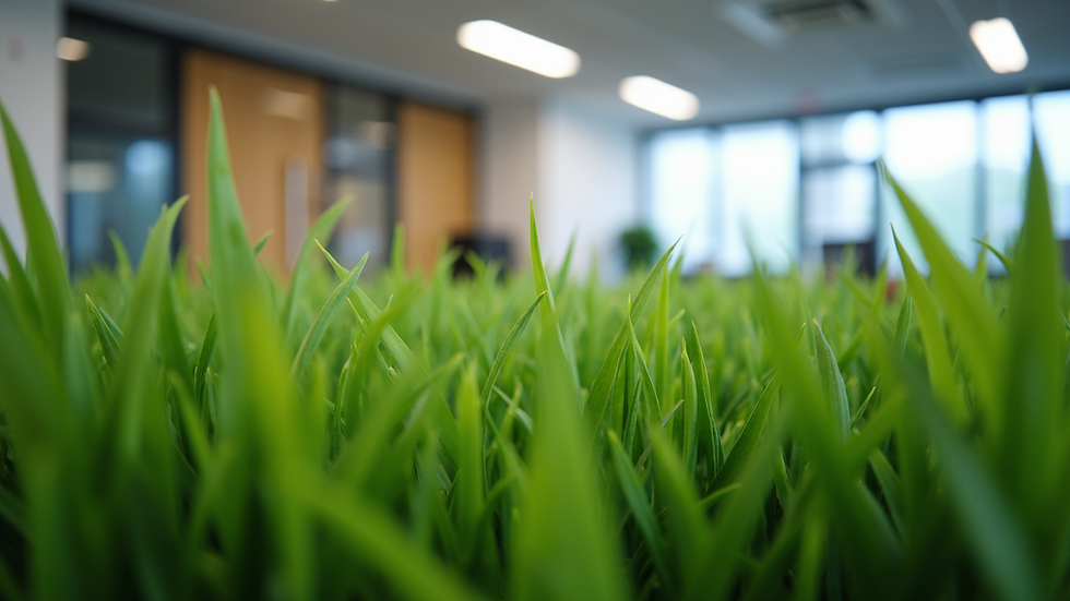 Close-up view of indoor plants in an office setting