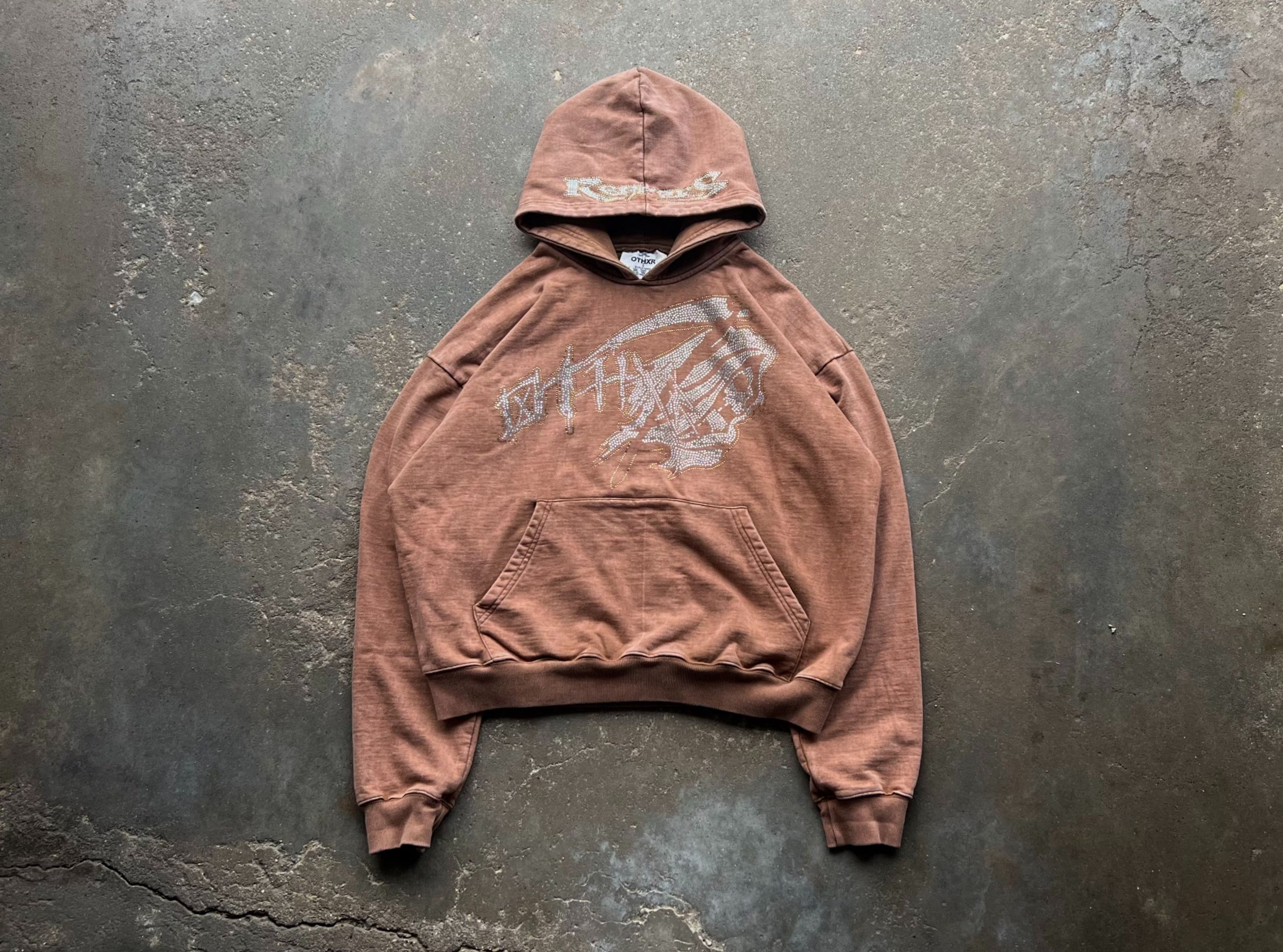 RHINESTONE REAPER HOODIE(WASHED-MOCHA)