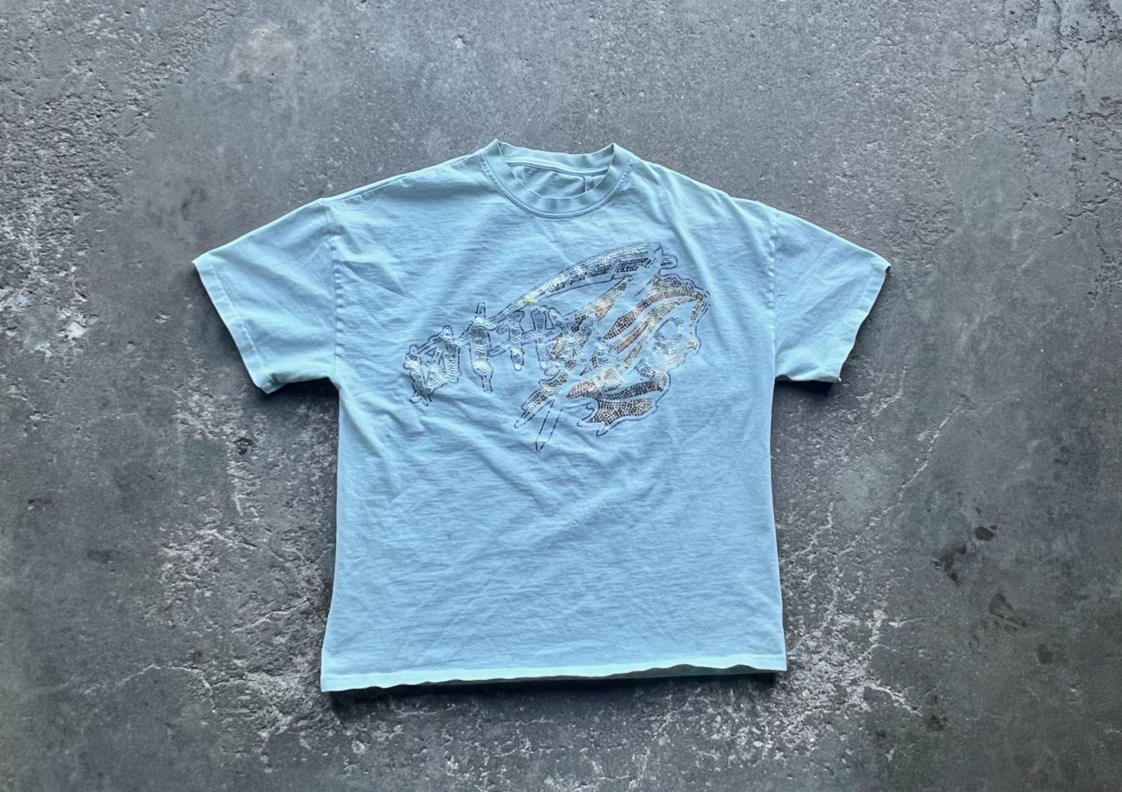 RHINESTONE REAPER TEE(BABY BLUE)
