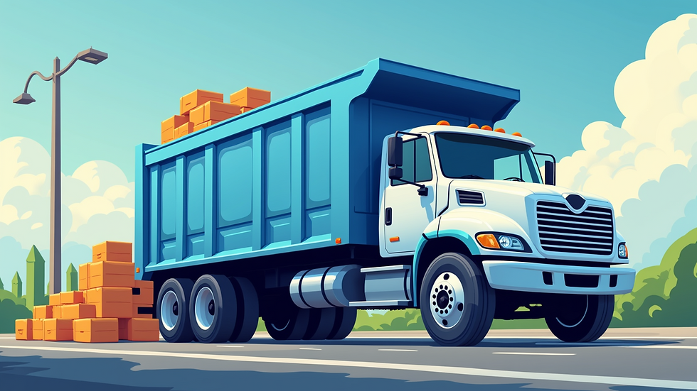 Close-up view of junk hauling truck being loaded