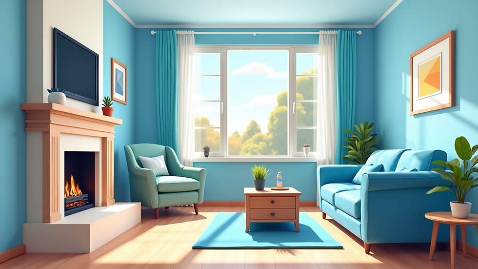 Eye-level view of a clean living room after junk removal