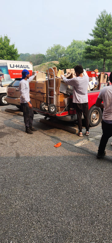"Before and after photos showcasing Horton's Hauling's effective junk removal services, featuring cleaned and organized residential garage and decluttered commercial office space."