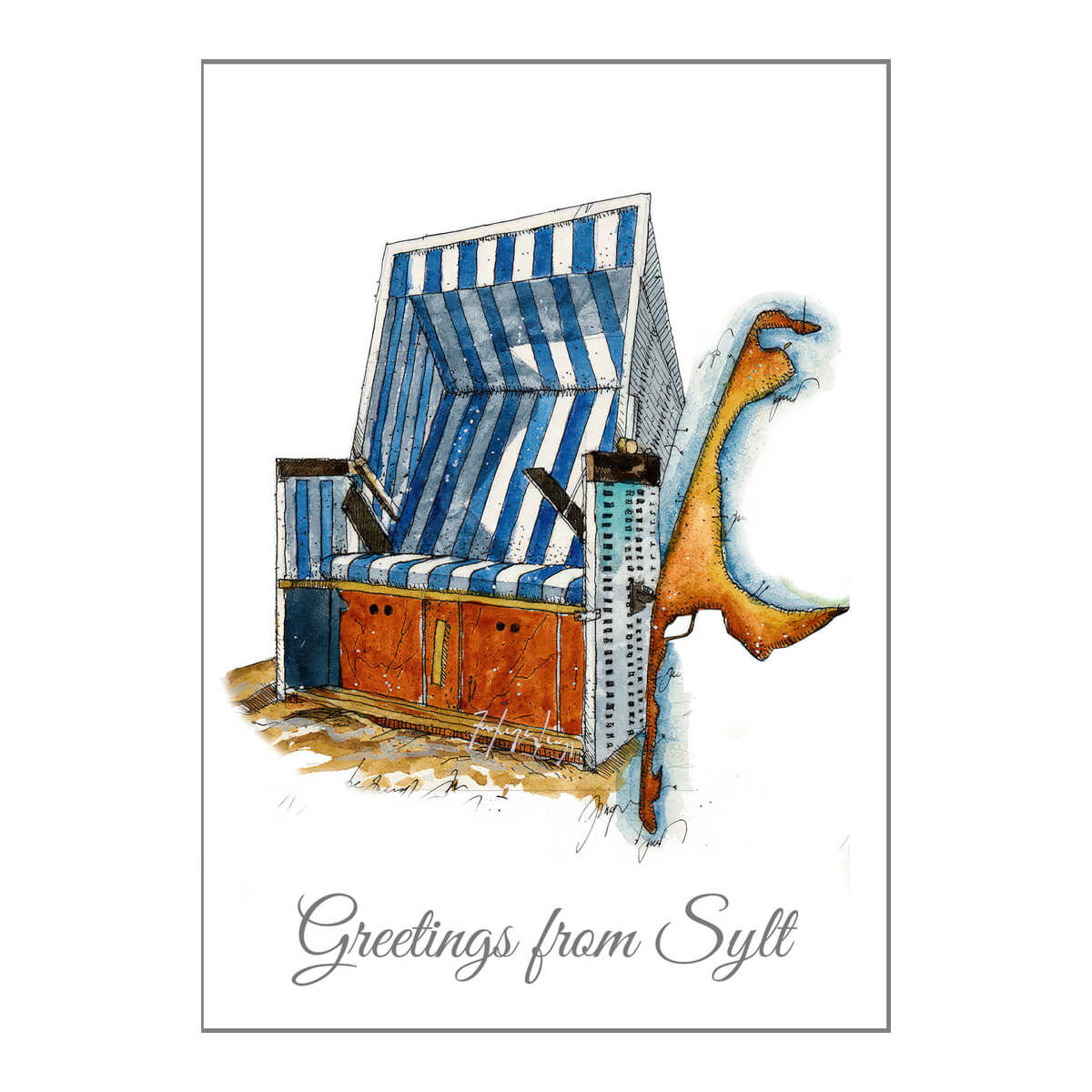 Sylt Kunstkarte Strandkorb - Vorderseite, Leslie G. Hunt