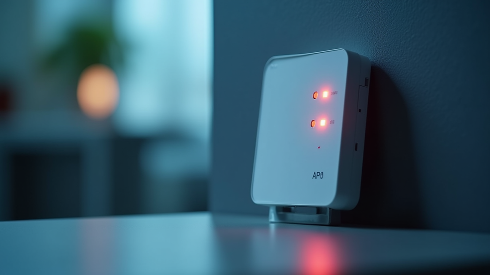 Eye-level view of Aruba AP-505 wireless access point with LED indicators
