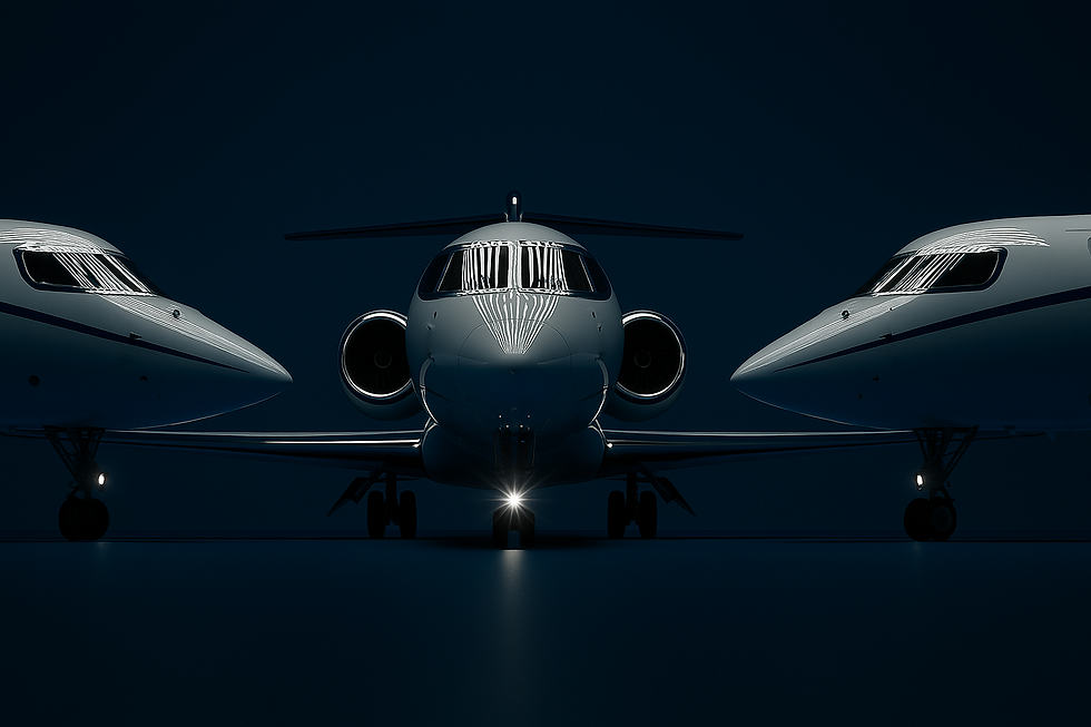 Tre jets i dimblå hangar.png