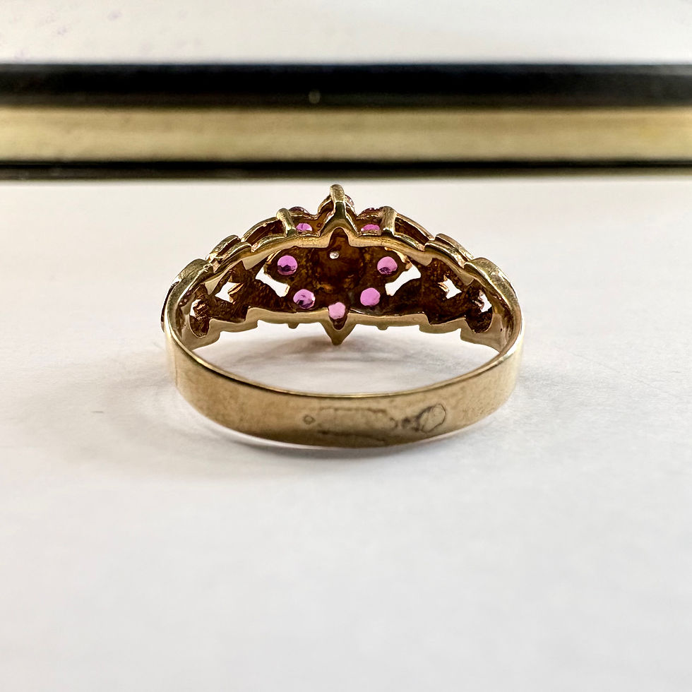 Thumbnail: 9ct yellow gold pink Sapphire and diamond Ring K1/2