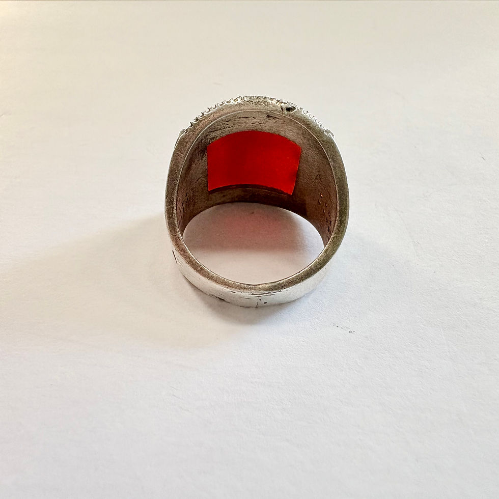 Thumbnail: Sterling Silver agate ring P curved cut agate