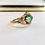 Thumbnail: 9ct  Vintage yellow gold emerald and moonstone Ring L1/2