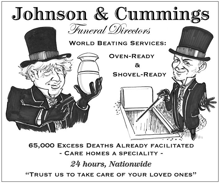 Boris Johnson, Dominic Cummings, Undertakers, Covid 19, Oven Ready, Shovel Ready