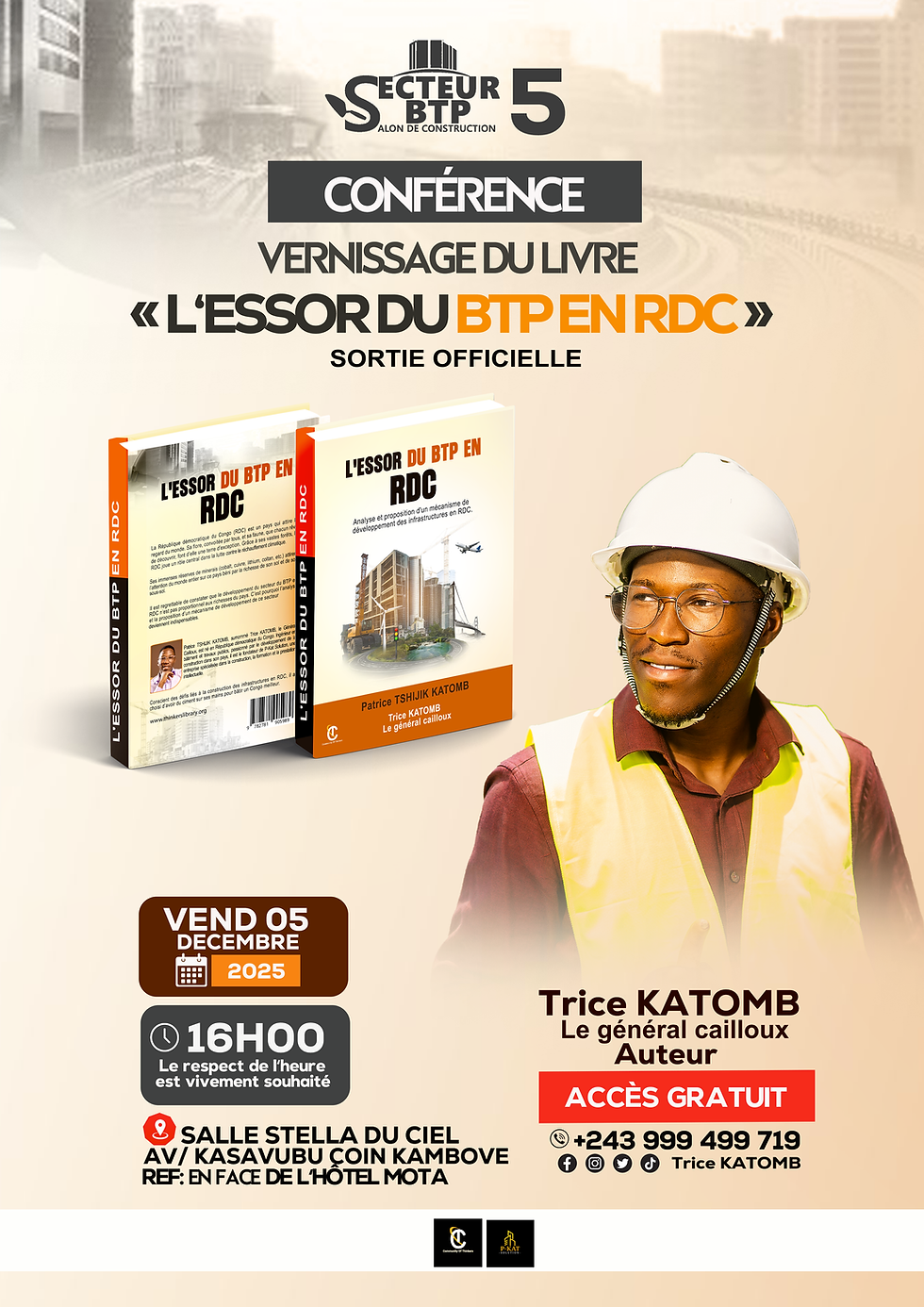 Conférence & Vernissage du Livre : L’Essor du BTP en RDC Sortie officielle – Accès gratuit
