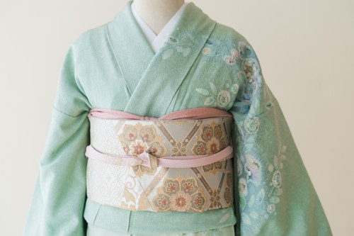 辻が花 訪問着 濃緑