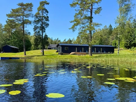 View of lakefront building