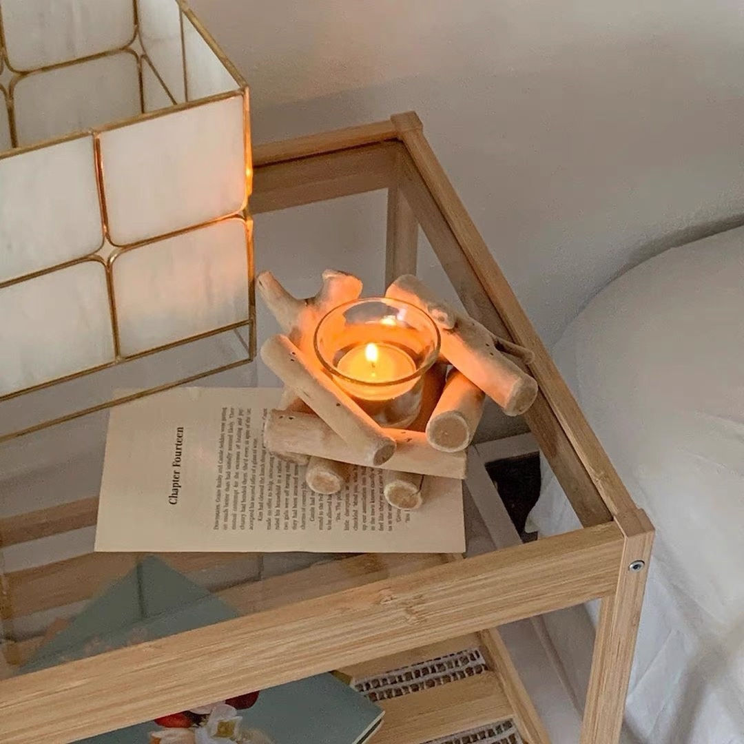 Rustic Wooden Candle Holder 