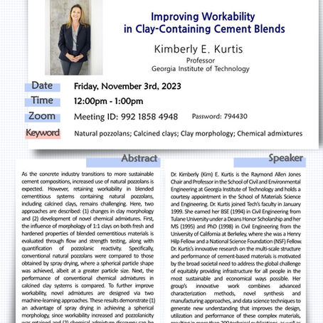 [BK21 NF 세미나] Prof. Kimberly E. Kurtis (Georgia Institute of Technology) | 2023.11.03. 12:00