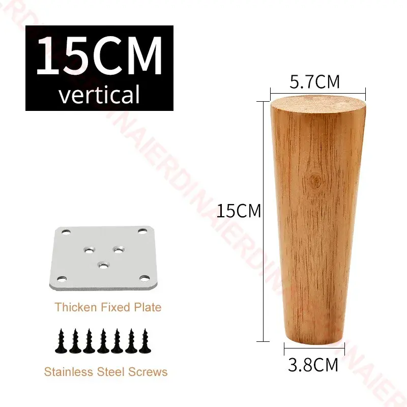 Thumbnail: NAIERDI 1PC 8-60cm Round Wood Furniture Legs Natural Solid Wooden Replacement