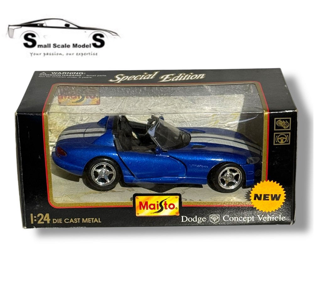 Maisto 1 24 scale Dodge Viper RT10 blue with white stripes diecast model in box