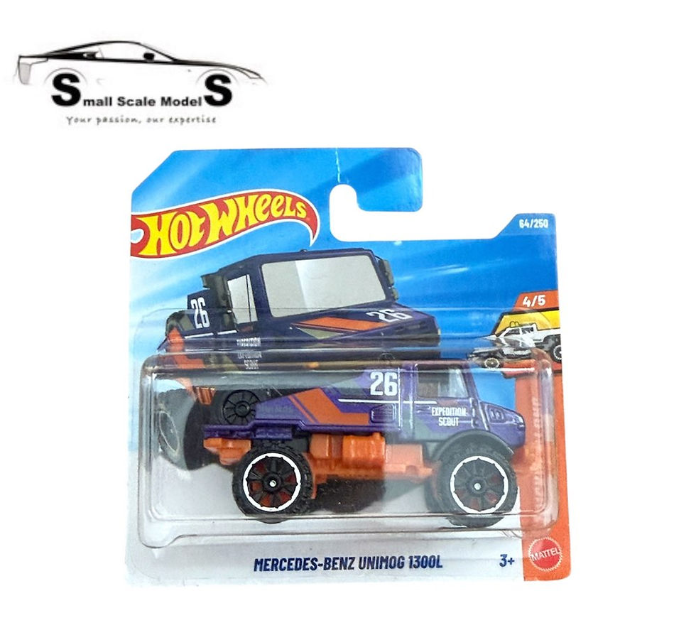 Hot Wheels Mercedes Benz Unimog 1300L diecast model in blister packaging