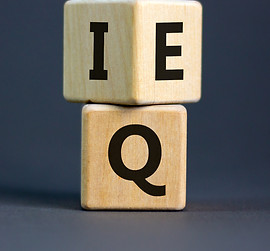 Wooden cubes with the expression 'IQ' 'I
