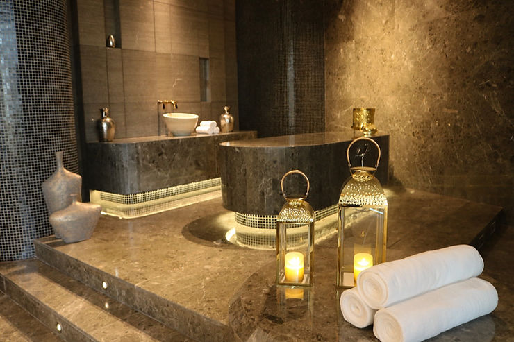 Luxury Moroccan hammam spa interior at Wellbeings Holistic Healing