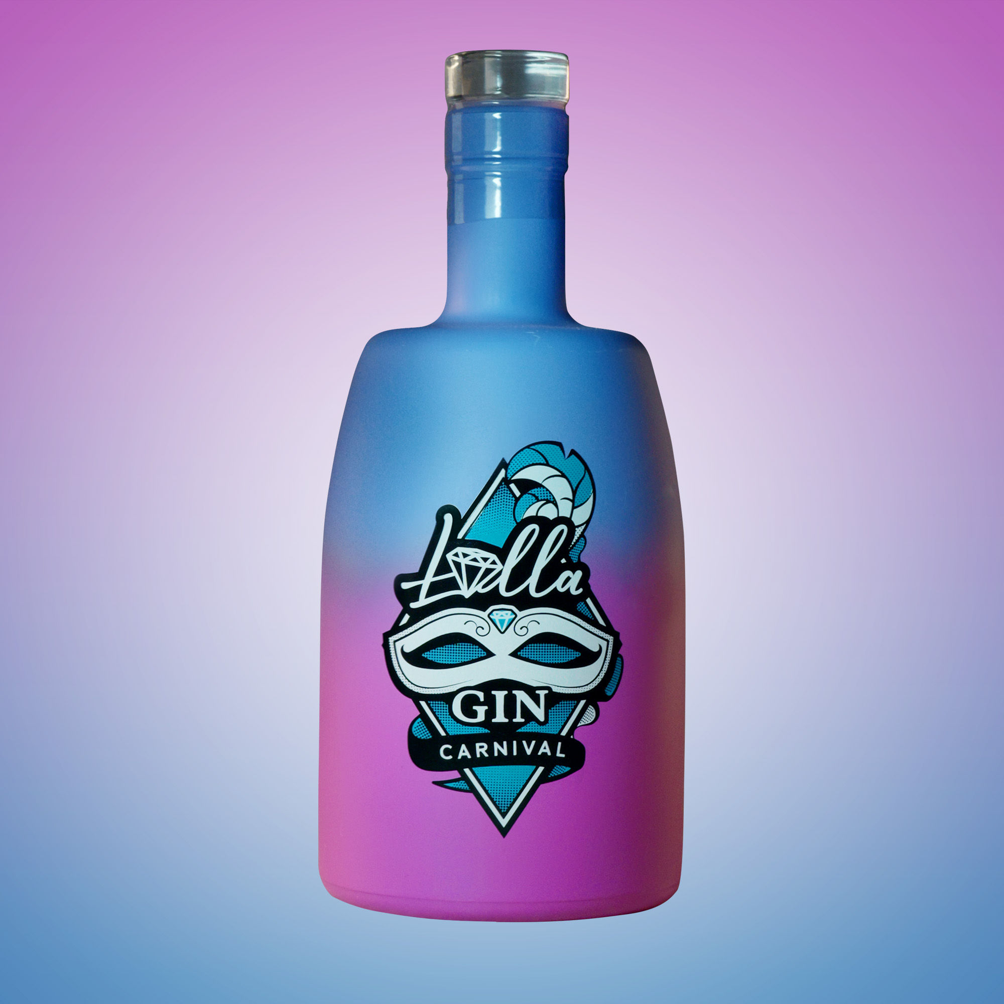 Lalla Gin - Carnival Gin: pink and blue ombre bottle