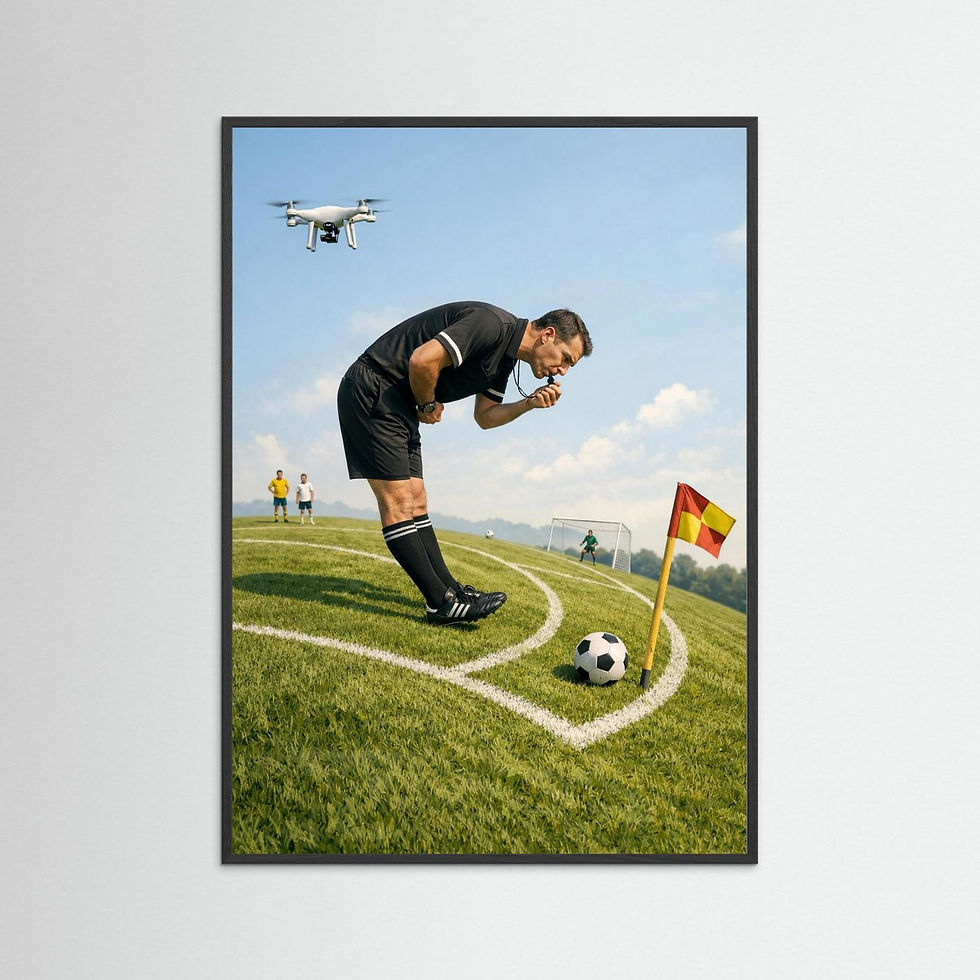 Funny Football Referee Poster – Game Boost Corner Scene