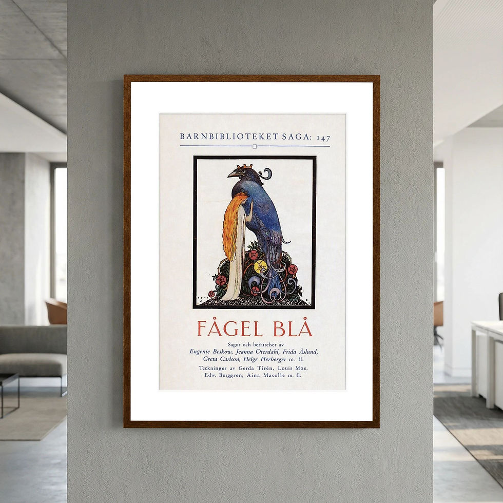 Miniatyrbild: Fågel Blå – Gerda Tirén Inspirerad Konstprint