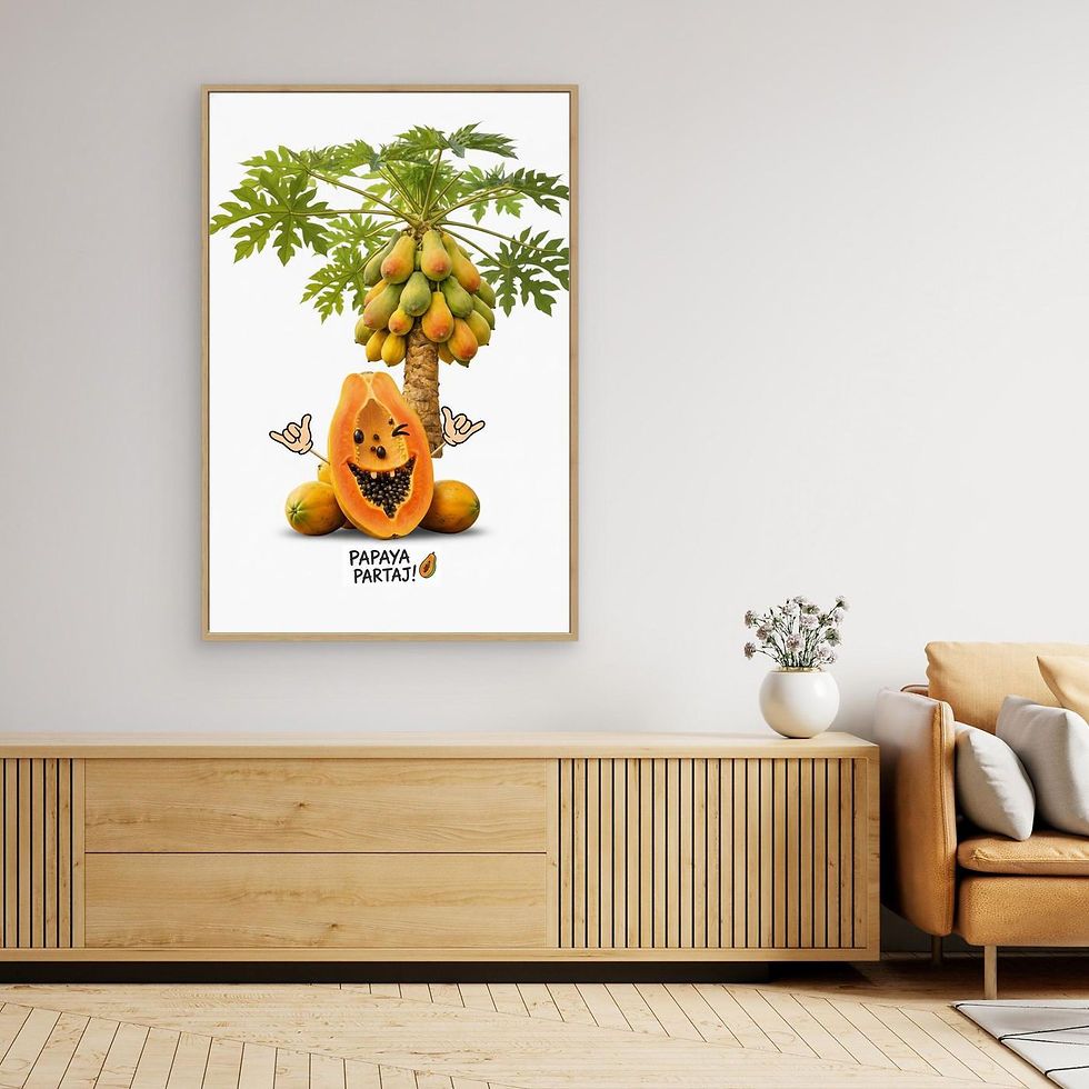 Miniatyrbild: The Happy Papaya – Canvas Art Print