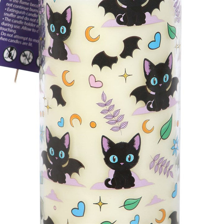 Thumbnail: Cute and Creepy Cat Print Lavender Tube Candle