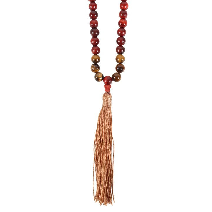 Thumbnail: Self Expression Rosewood & Tiger's Eye Mallah Necklace