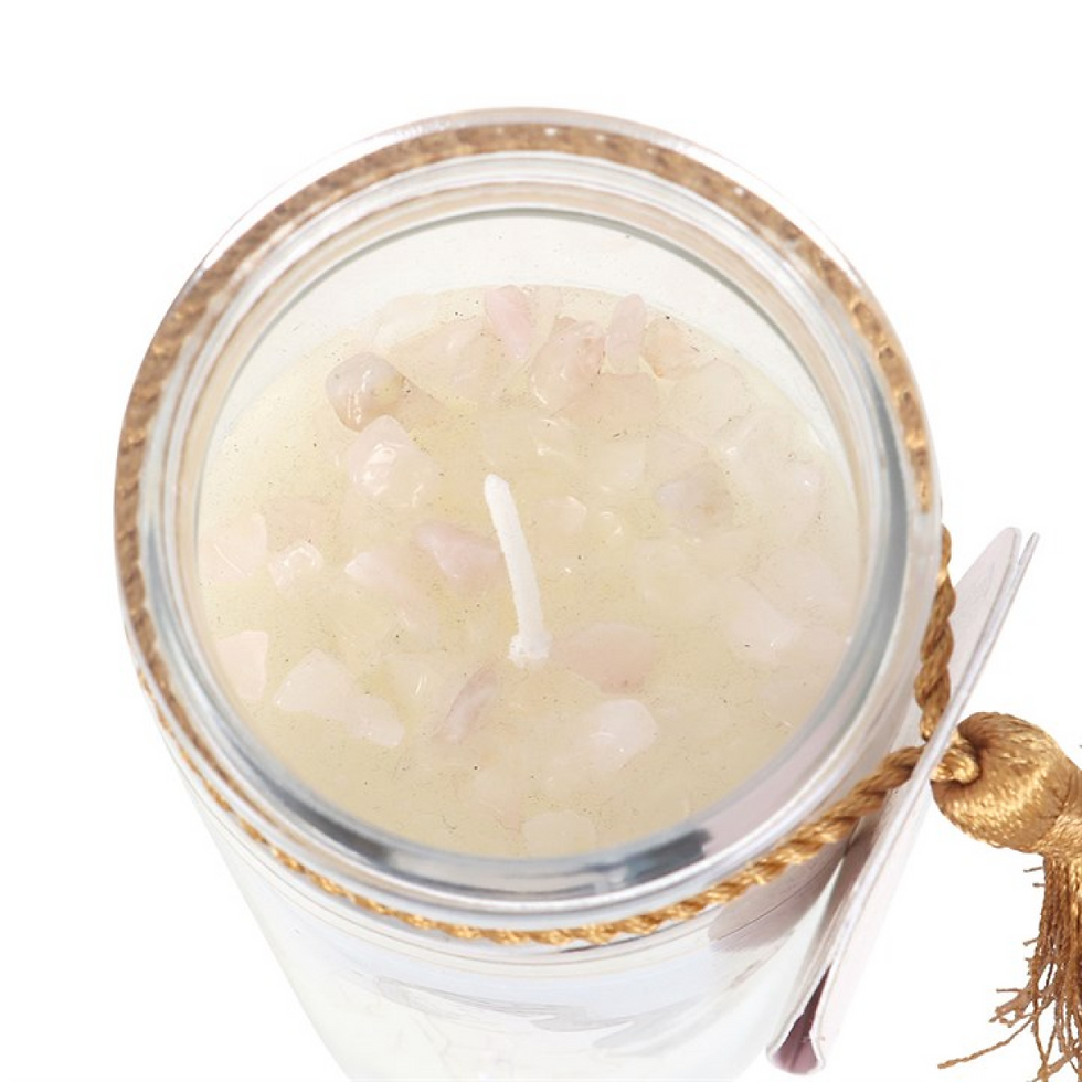 Thumbnail: Aphrodite Goddess Tube Candle with Rose Quartz Crystals