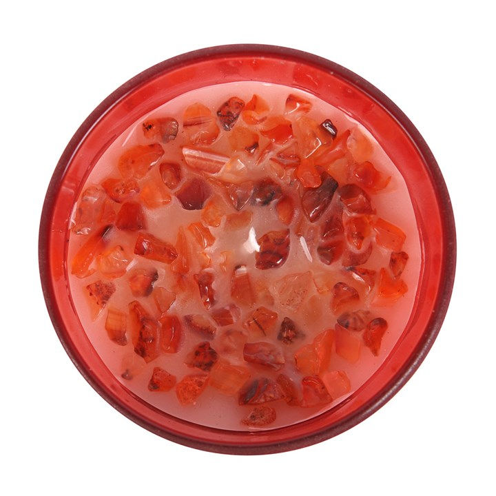 Thumbnail: Root Chakra Strawberry Crystal Chip Candle