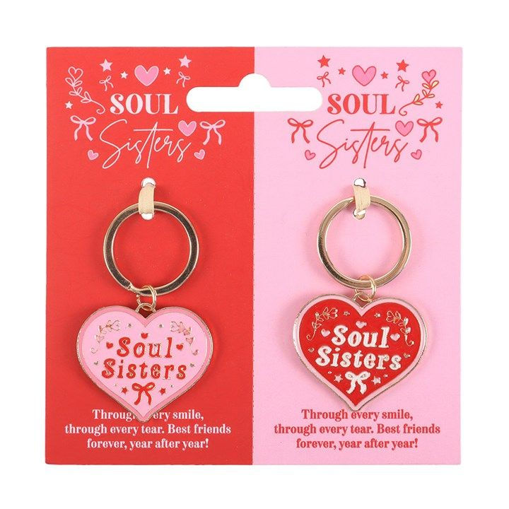 Thumbnail: Pair of Soul Sisters Love Heart Keyrings