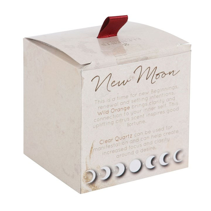 Thumbnail: New Moon Wild Orange Manifestation Candle with Clear Quartz
