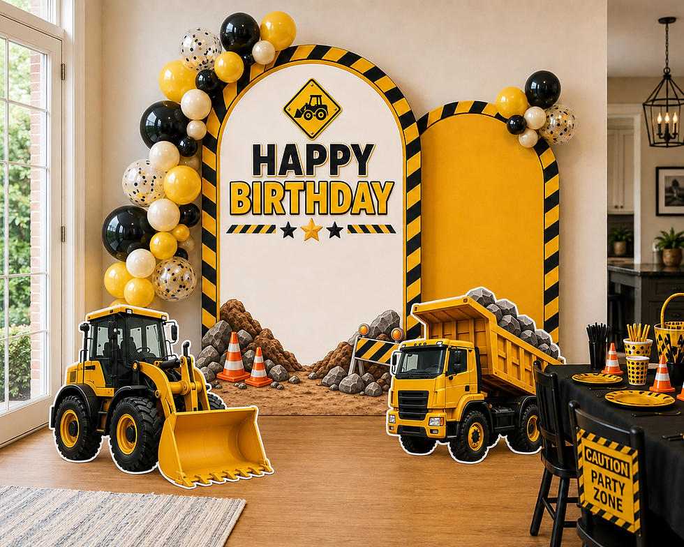 Construction Birthday Party full printable backdrop & stand-ups display