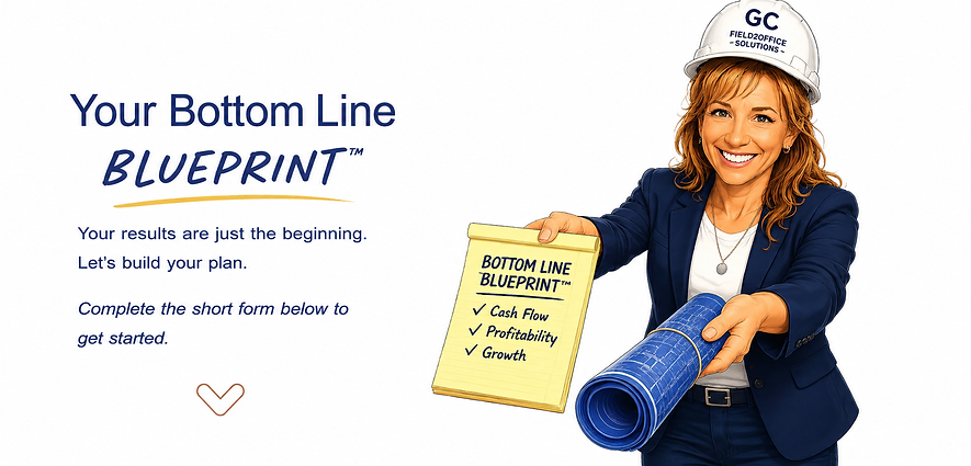 Construction office blueprint providing practical recommendations to improve cash flow, profitability, office organization, and long-term business growth.