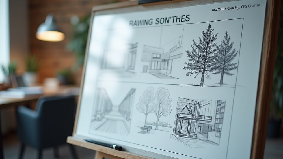 Eye-level view of a digital planning board with sketches for a website