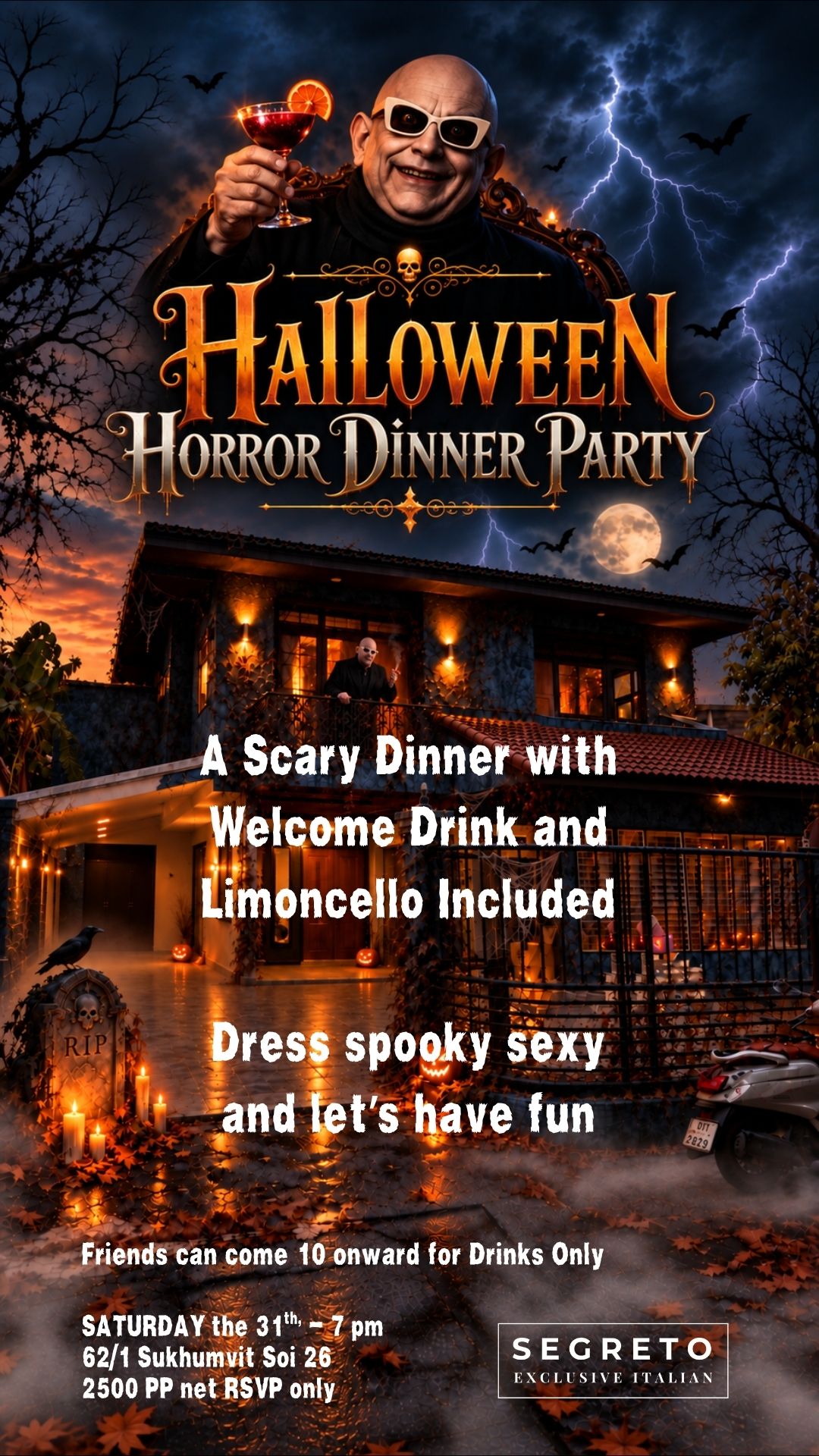 Segreto Halloween Horror Dinner Party on 31 October 2026 at 7 PM