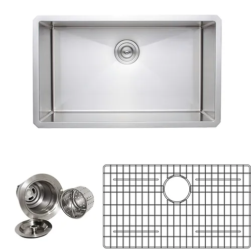 Handcrafted 30-inch 18-gauge Undermount Single Bowl Stainless Steel Kitchen Sink