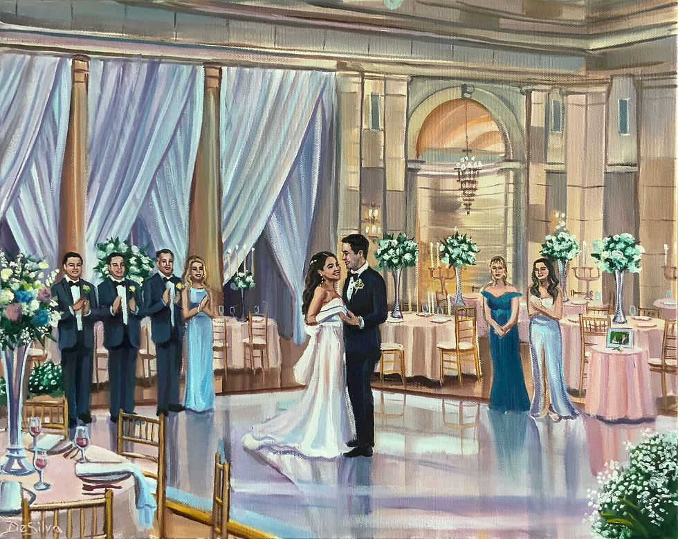 2023 The Hall of Springs, Saratoga Springs, NY — Live Wedding Painting by Mark DeSilva, Oil on Canva