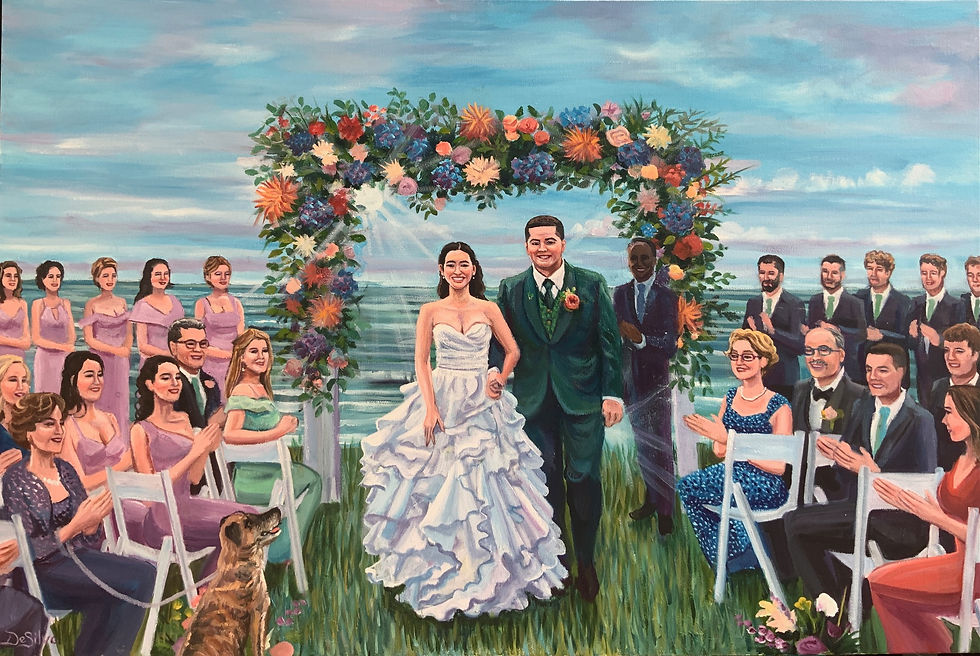2025 Dunes Club, Narragansett, RI — Live Wedding Painting by Mark DeSilva, Oil on Canvas 24x36 in |