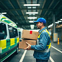 delivering packages to transit facility.
