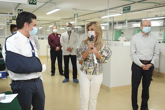 Supervisan Gobernadora y director nacional del IMSS Módulo Hospitalario para pacientes COVID-19 en C