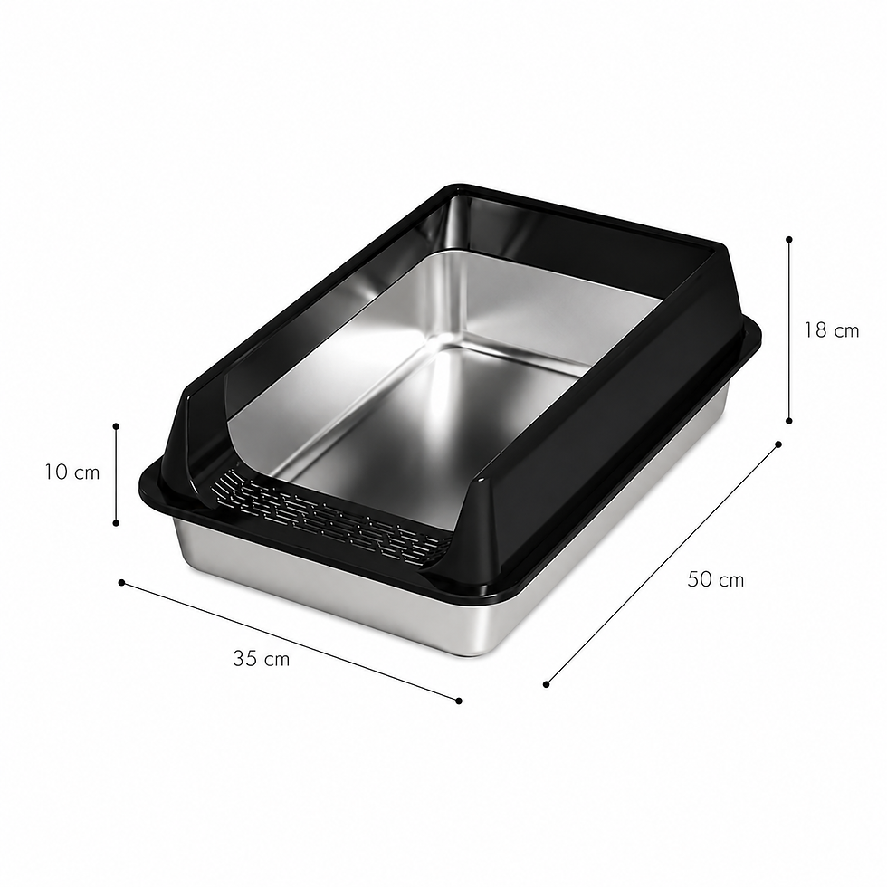 Miniatura: Lettiera in acciaio inox con bordo nero L