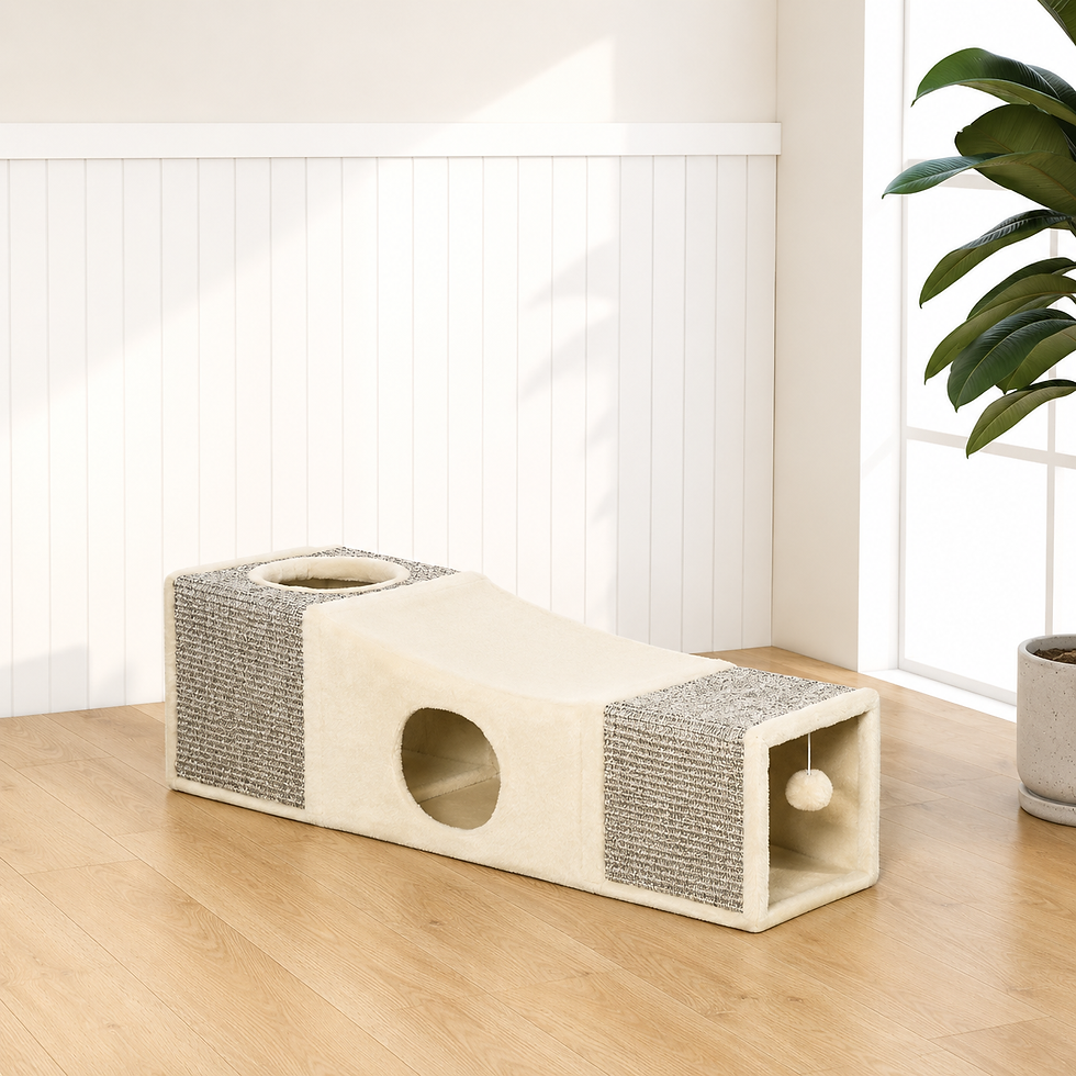 Miniatura: PAWHUT | Tunnel pieghevole con casette, tiragraffi e pallina