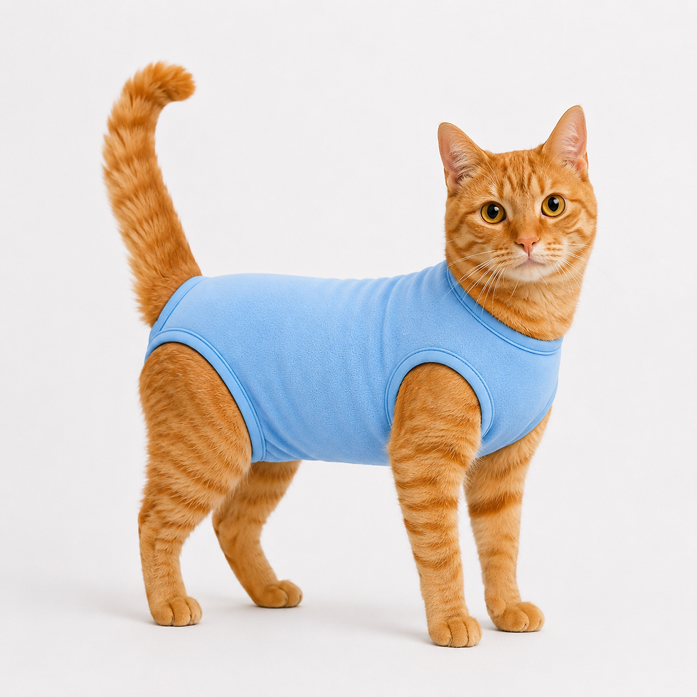 Miniatura: Body gatto post operatorio azzurro S