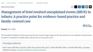 New CPS Practice Point on BRUE: Advancing Evidence-Based, Family-Centred Care