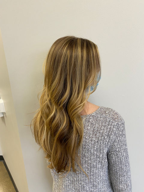 balayage, highlights, blonde, blond, long hair